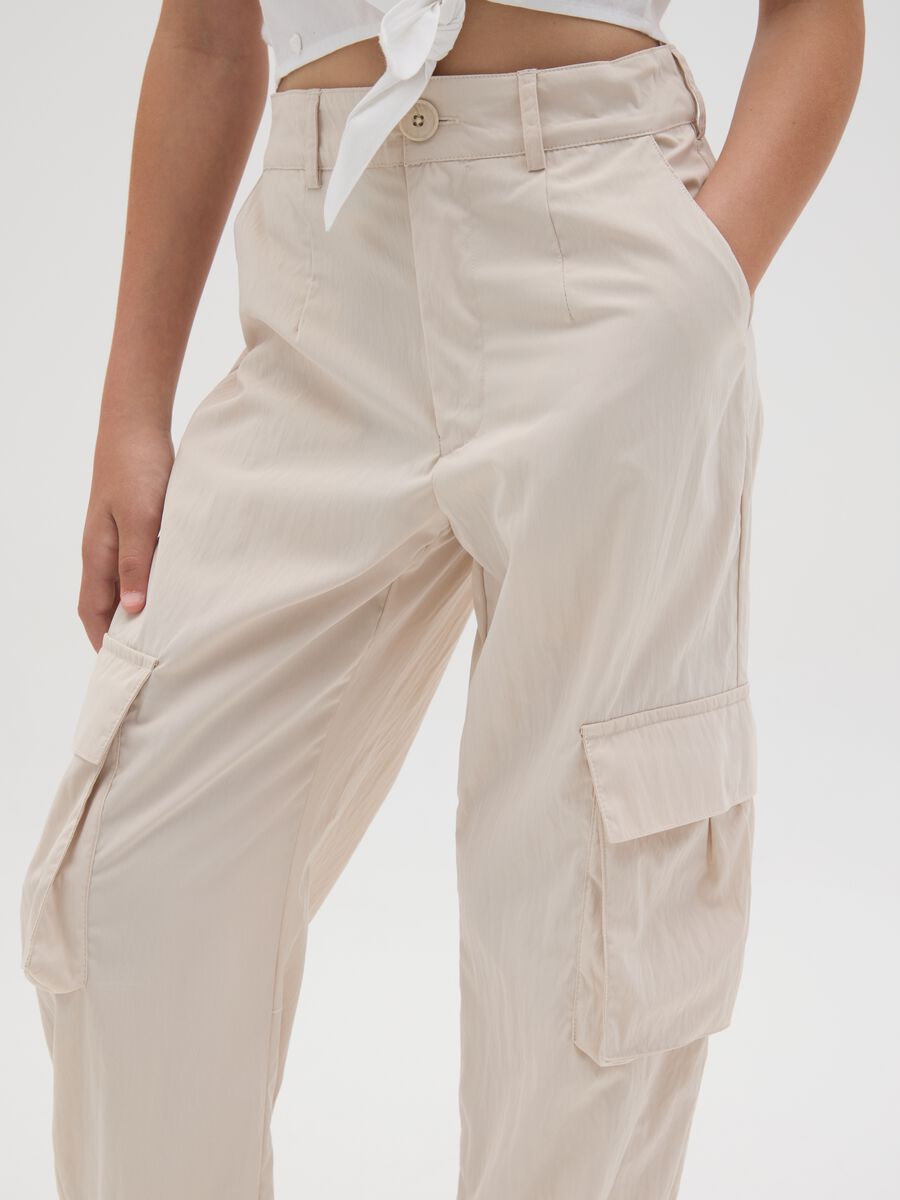 Pantaloni da ragazza in misto beige regular fit_3