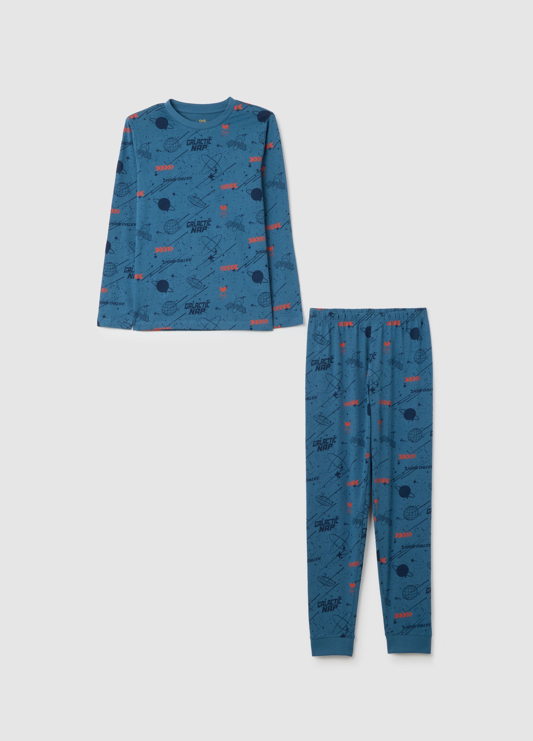Pigiama da bambino in puro cotone blu