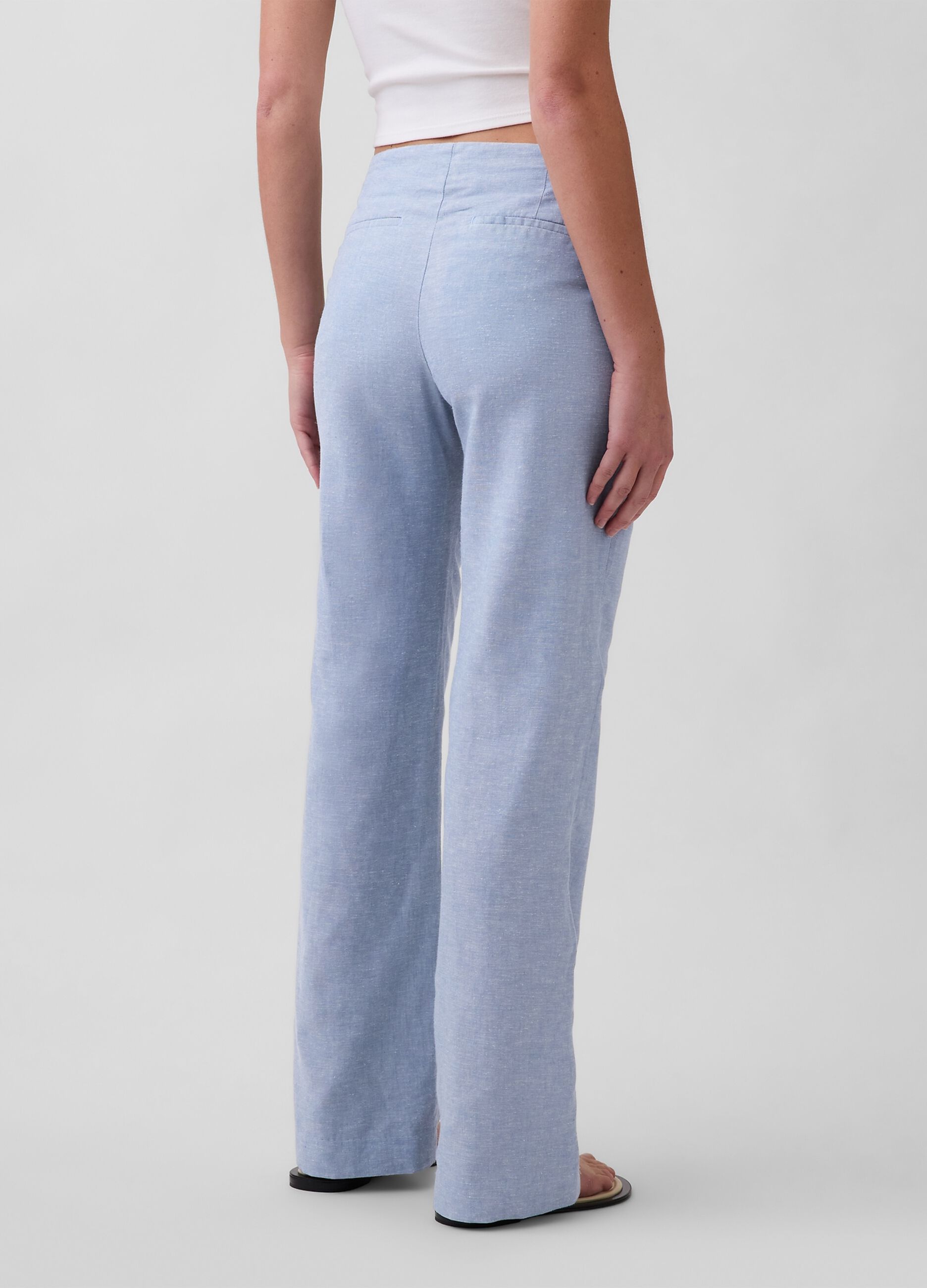 Linen-blend palazzo trousers
