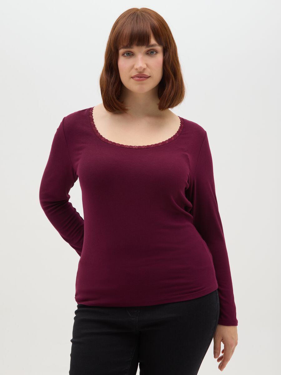 T-shirt a maniche lunghe rossa regular fit_0