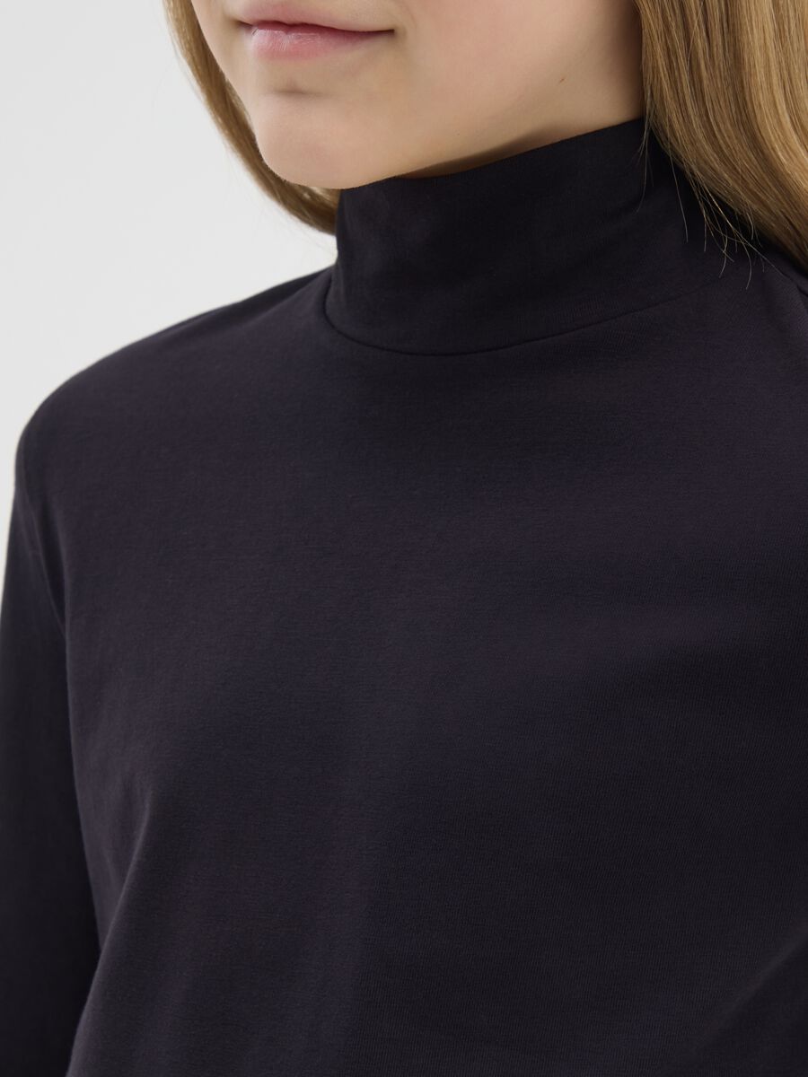 Maglia nera da ragazza in cotone elasticizzato regular fit_2