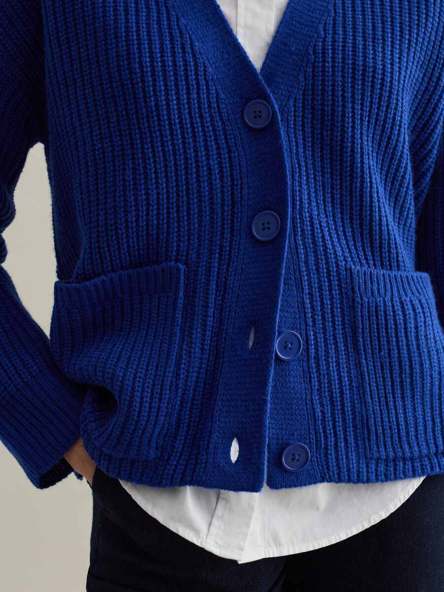 Ribbed oversized cardigan with V neck_3