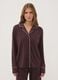 Brown stretch viscose pyjamas with V-neck_1