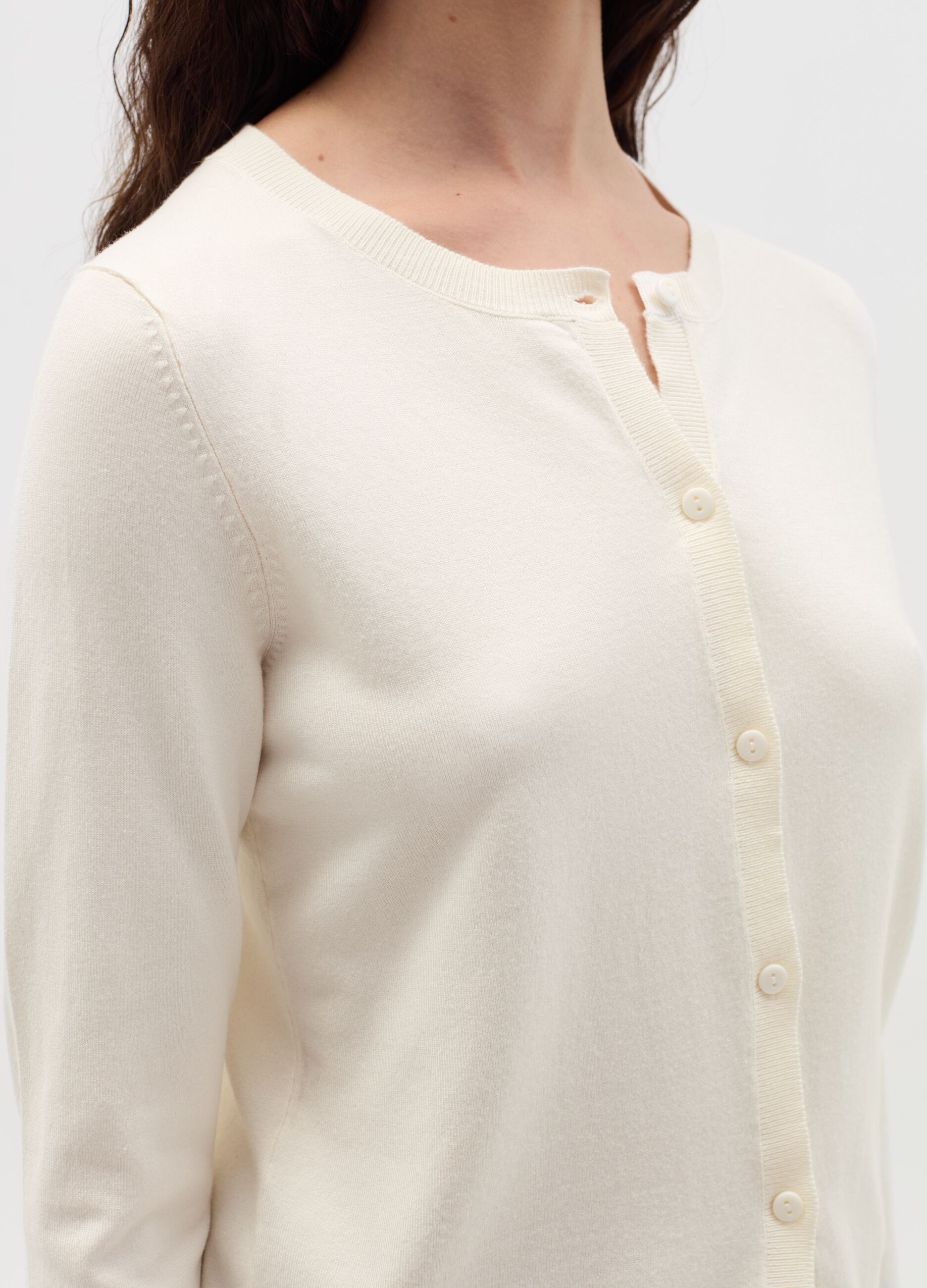 Cardigan with round neckline