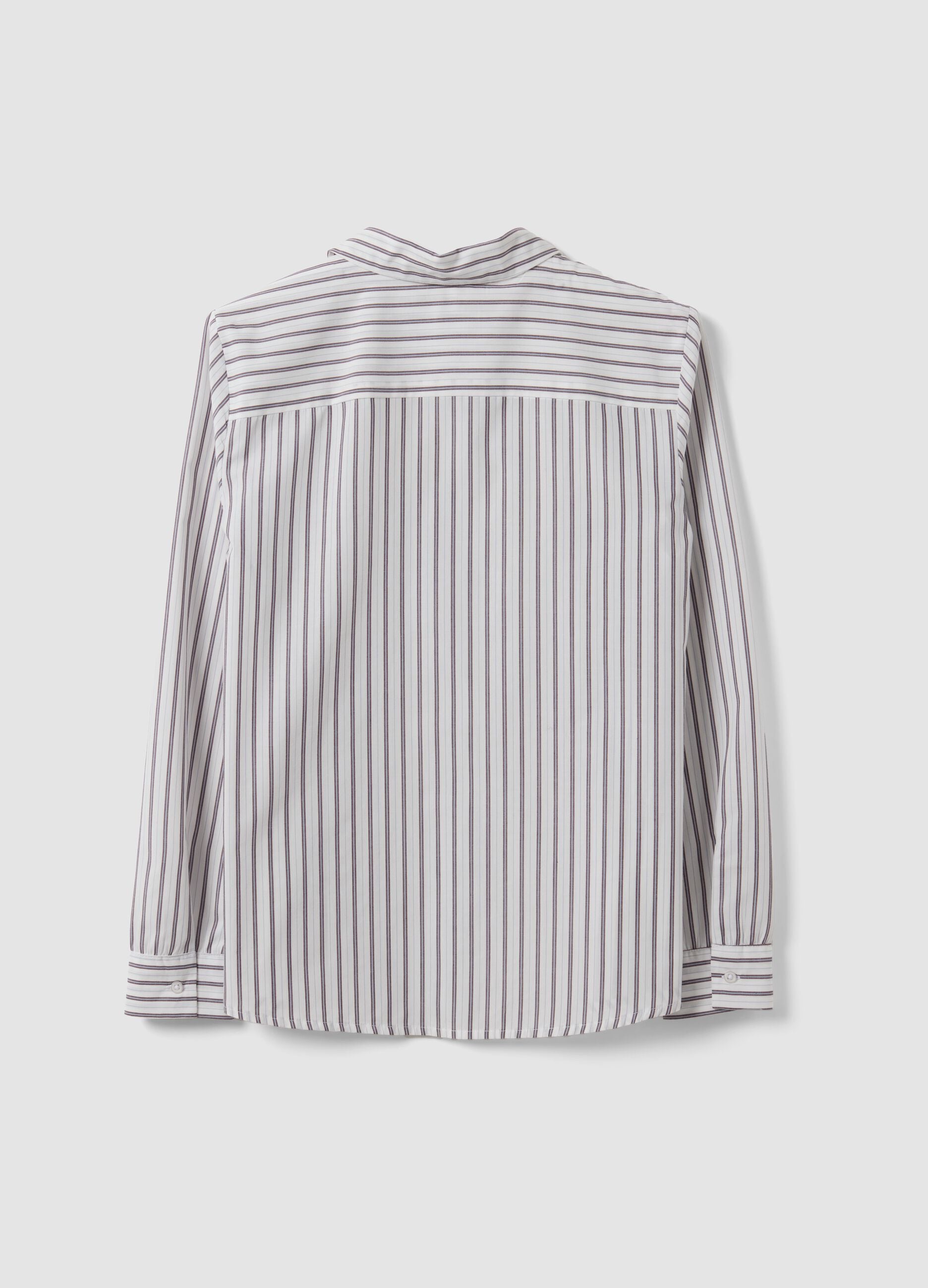 White striped long-sleeve slim-fit shirt