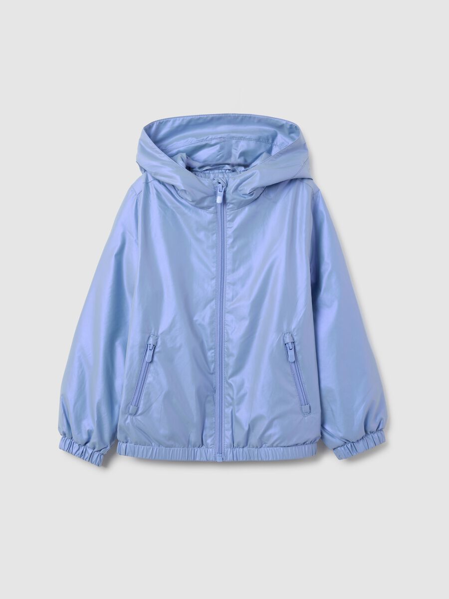 Girl's blue fabric jacket, regular fit_0
