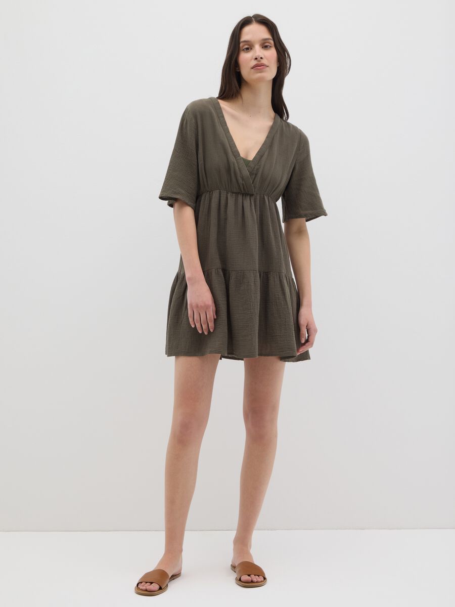 Short green cotton cover-up_0