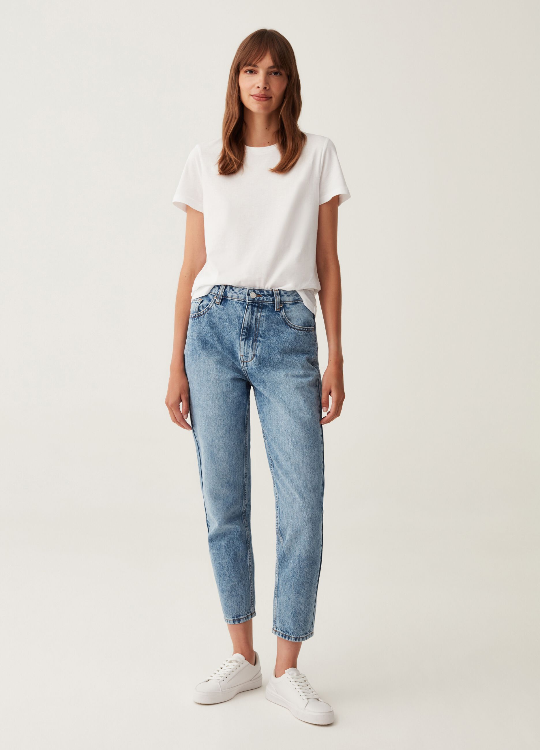 Jeans mom fit slim cinque tasche