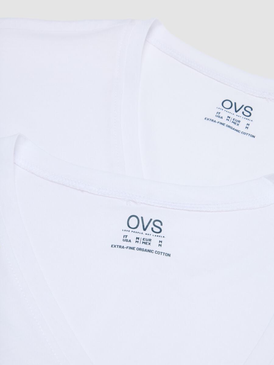 2-pack of white pure extra-fine cotton T-shirts with deep V-neck_5