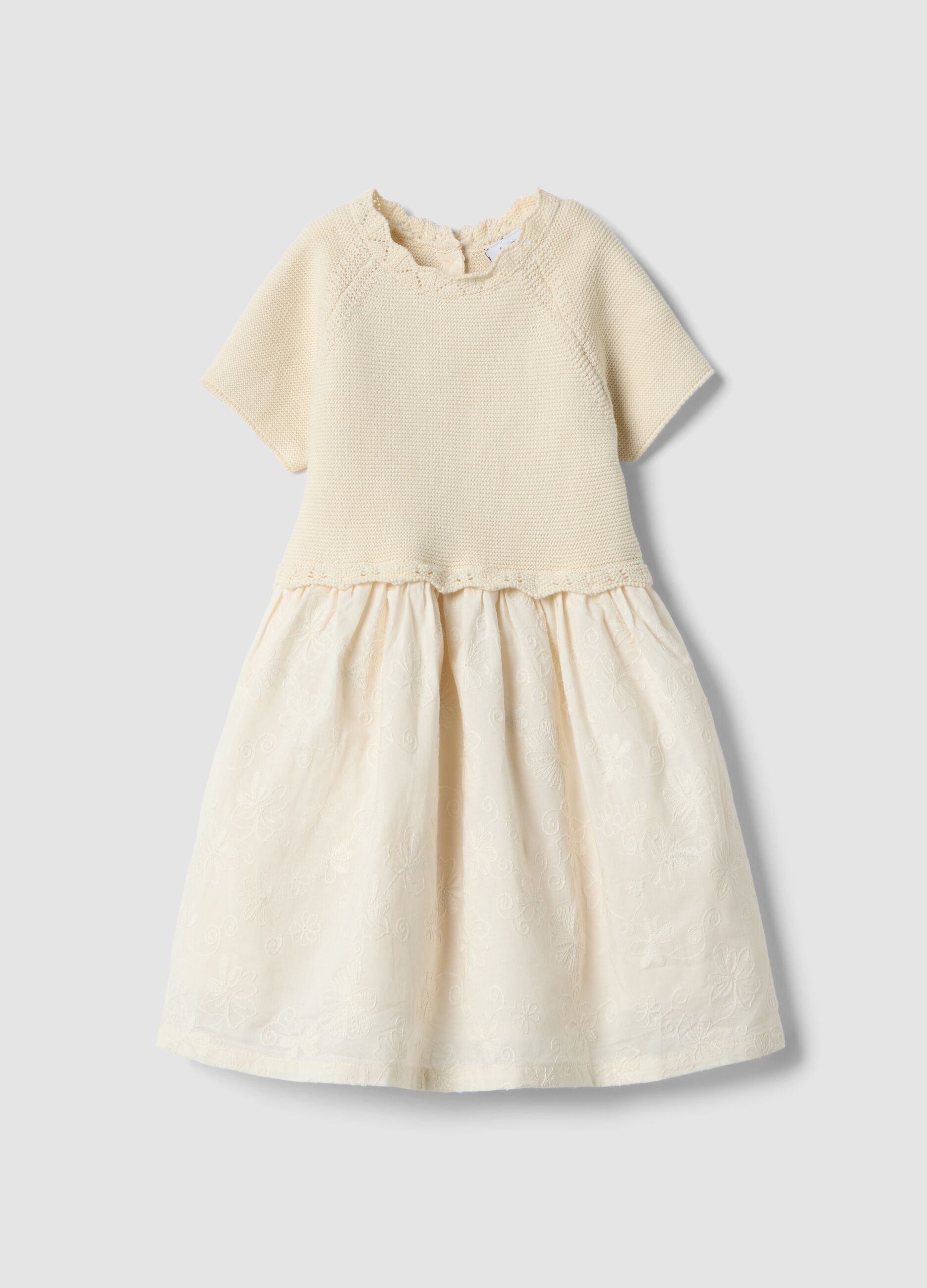 Beige dress in pure cotton with buttons