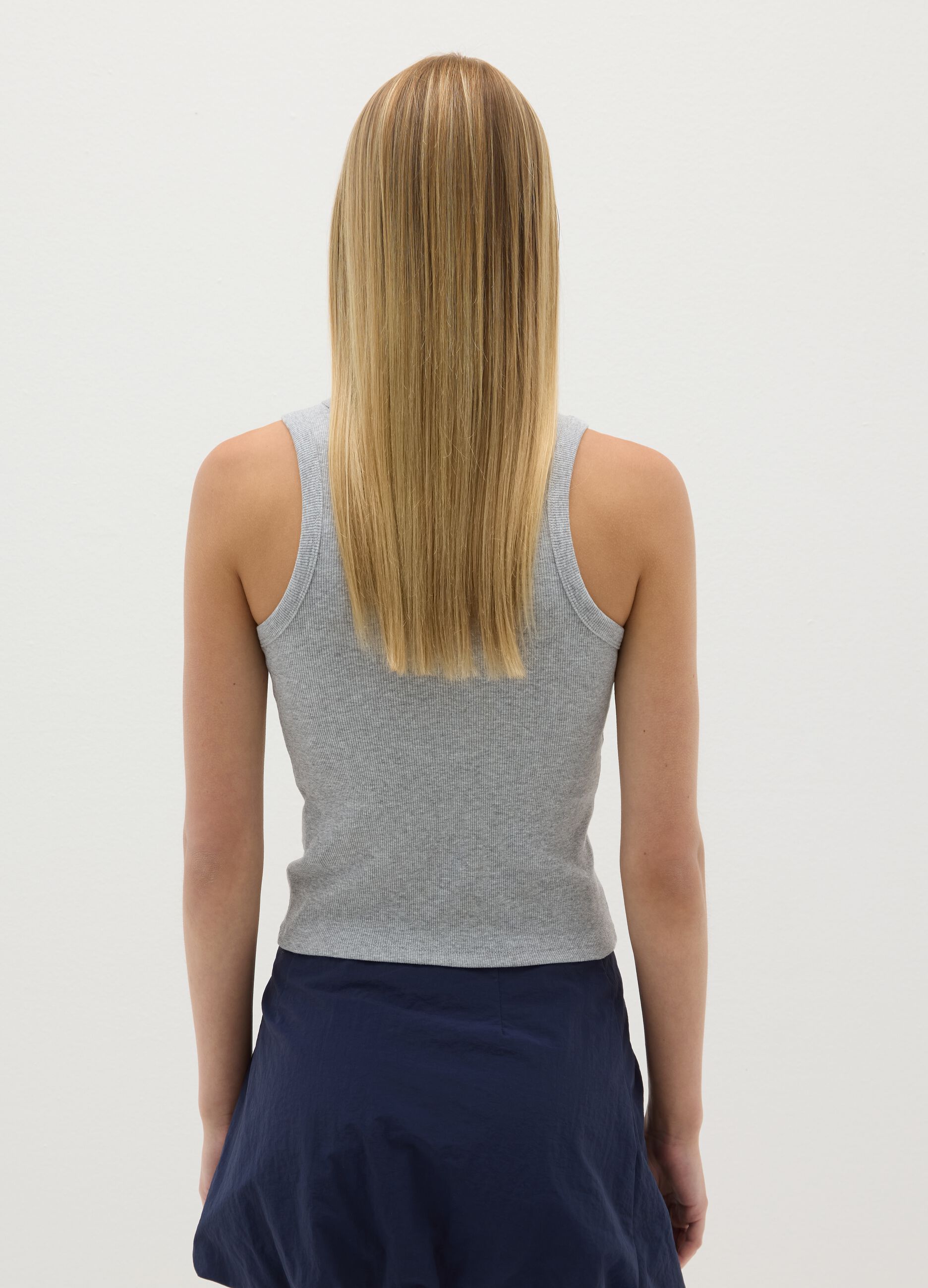 Women's fitted grey cotton blend vest