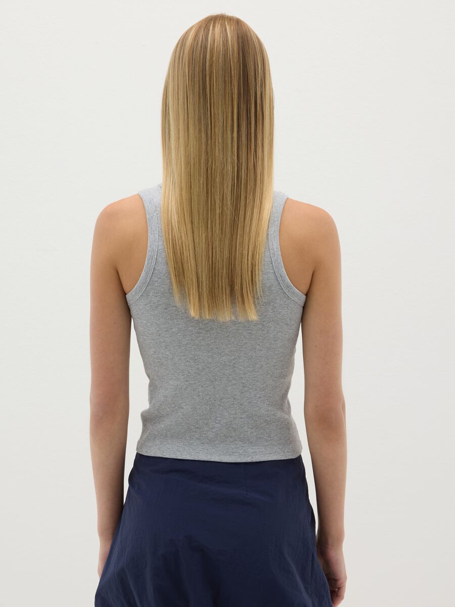 Women's fitted grey cotton blend vest_3