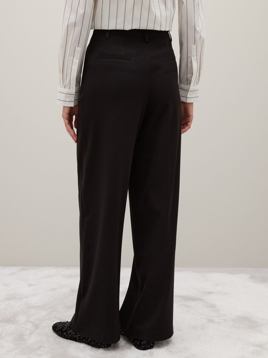 Black Flare Trousers with Buttons_2