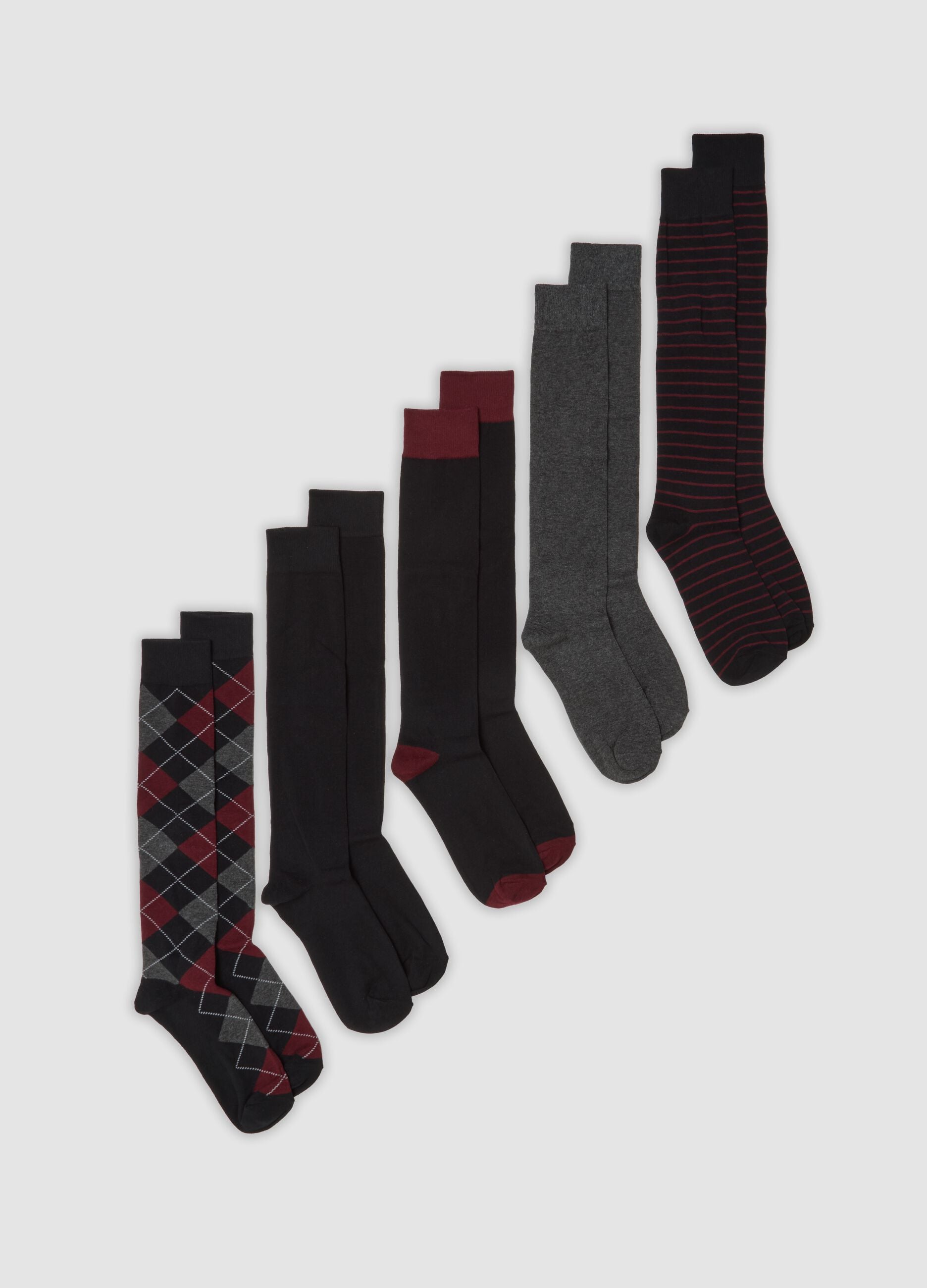 Pack of five multicolour long socks in stretch organic cotton