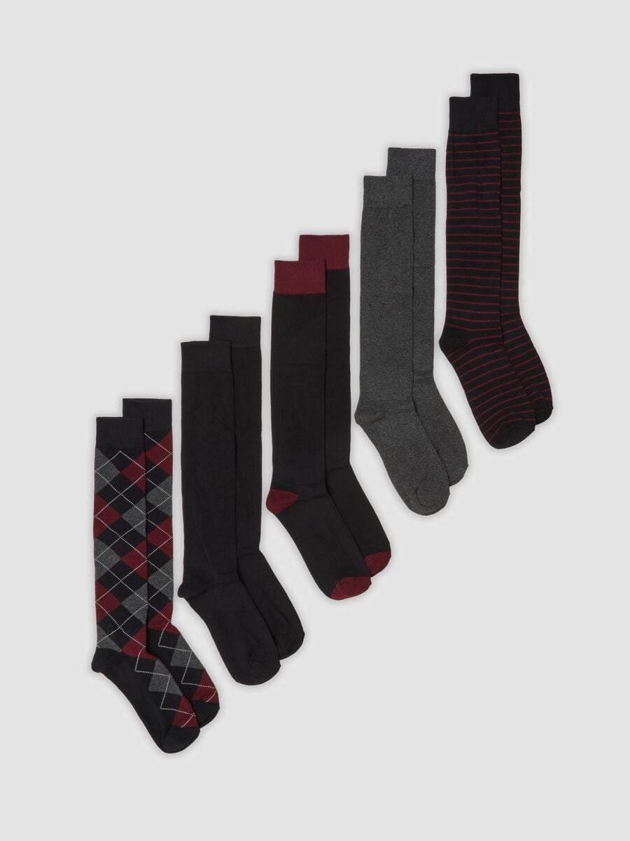 Pack of five multicolour long socks in stretch organic cotton_0