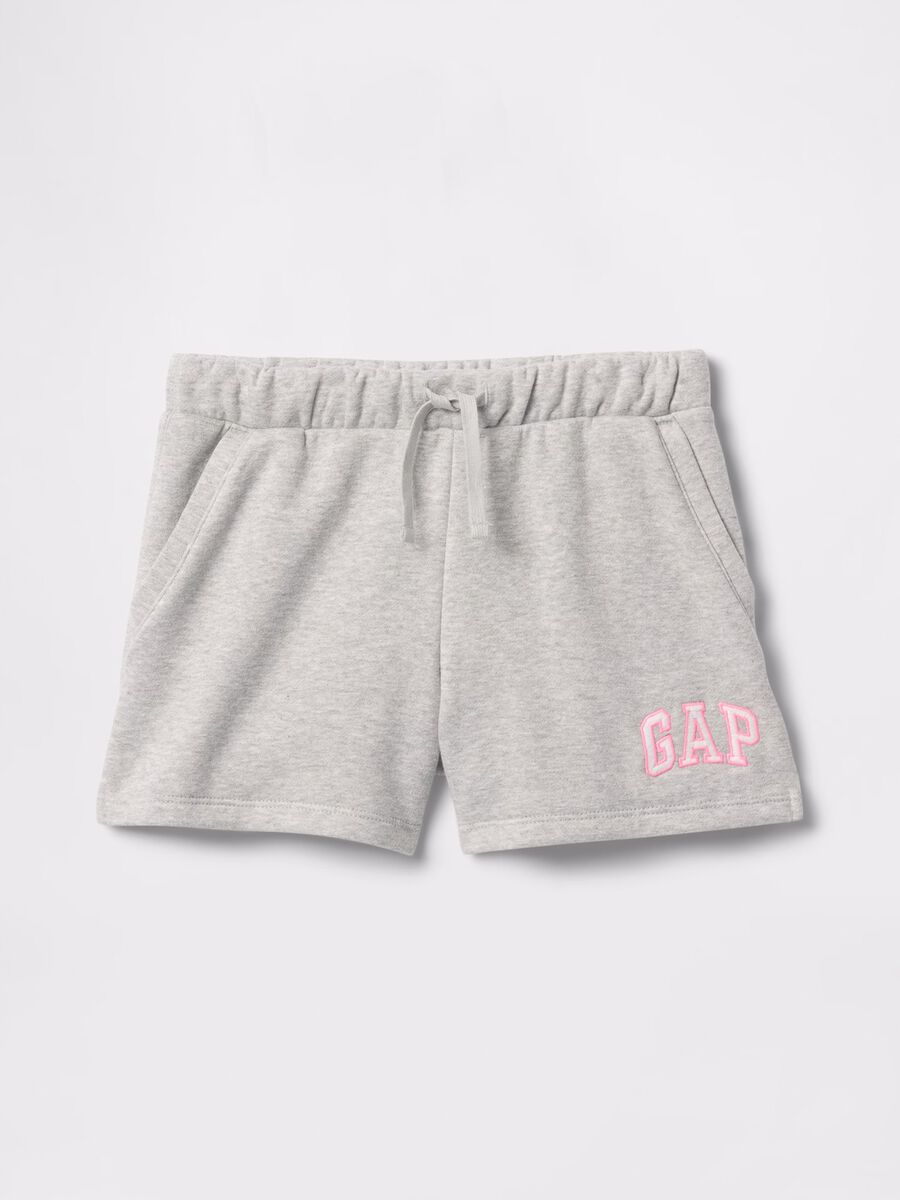 Grey shorts with drawstring and logo patch_4