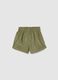 Girls' pure green cotton baggy shorts with embroidery_1