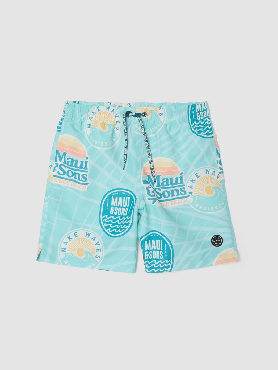 Blue boys&rsquo; swim shorts with all-over print_0