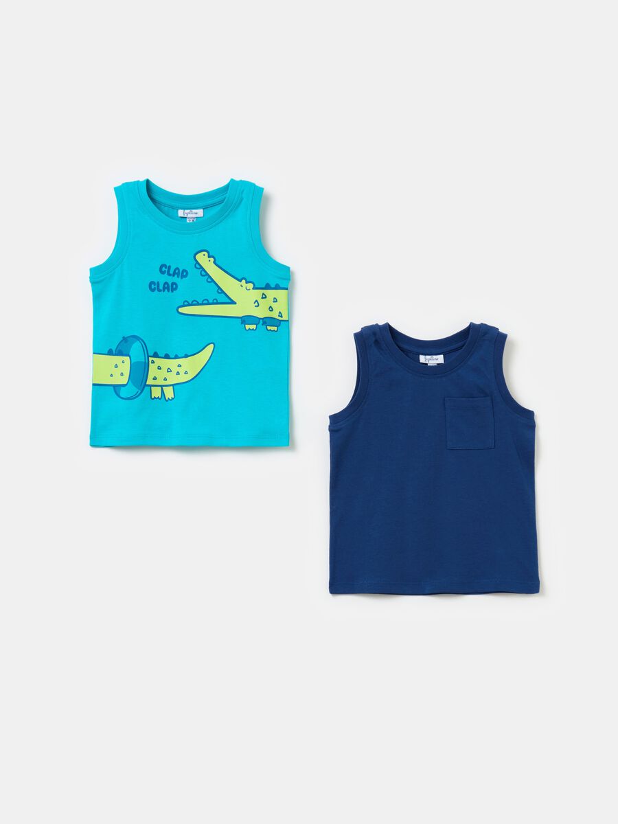Two-pack cotton vests with print_0