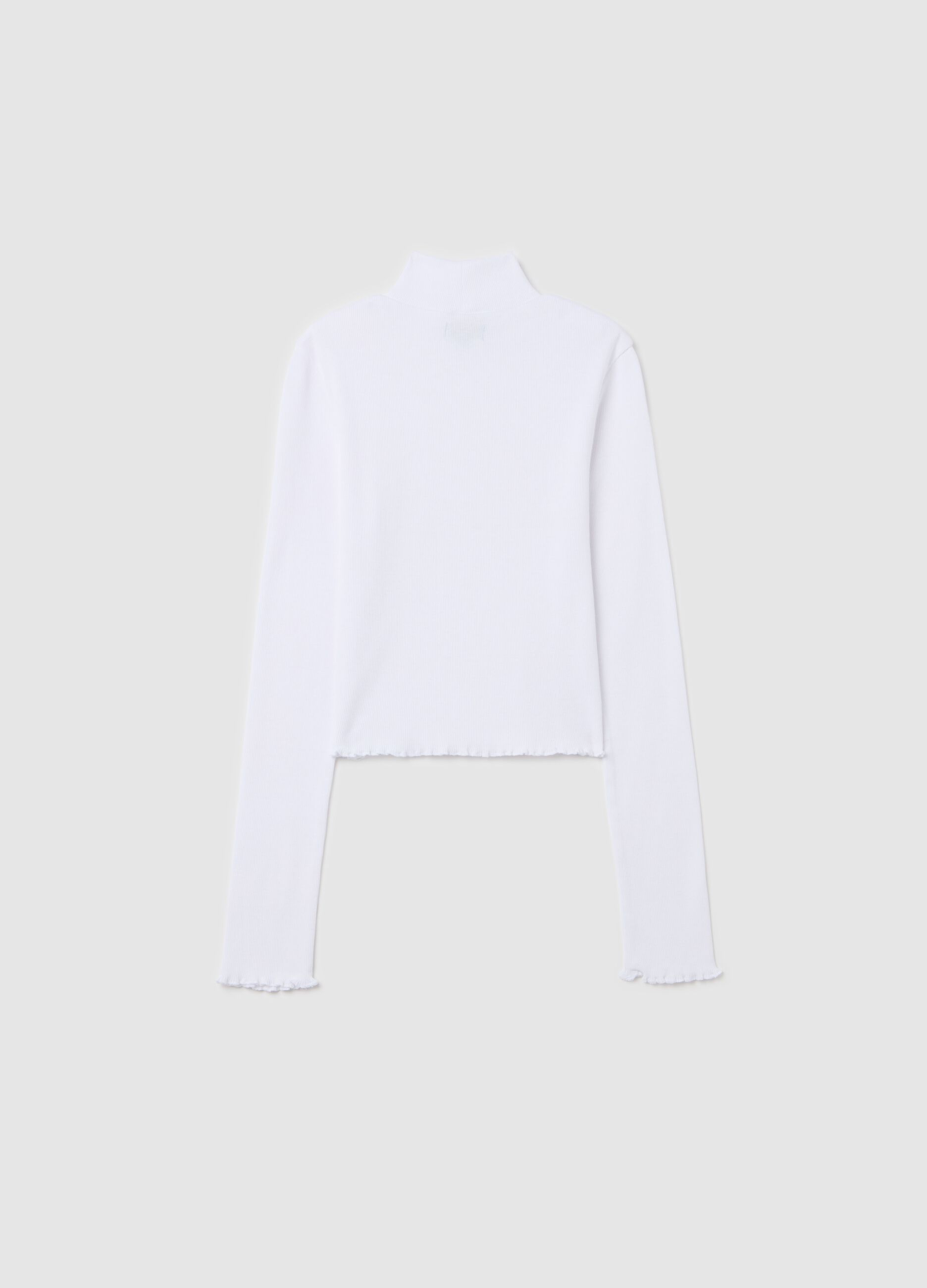 Ribbed T-shirt with high neck