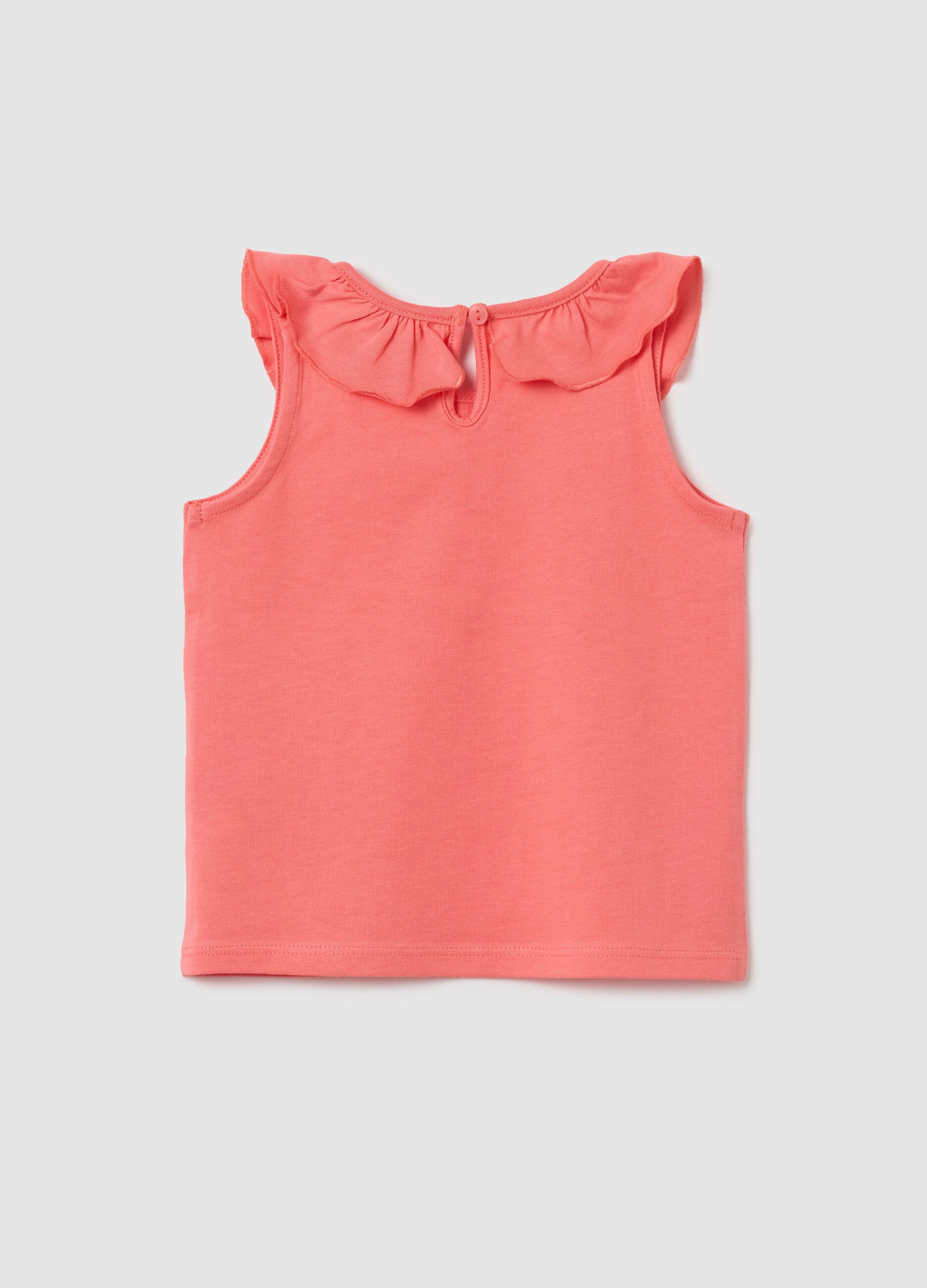 Baby Girl Top in Pure Cotton Pink Regular Fit with Ruffles