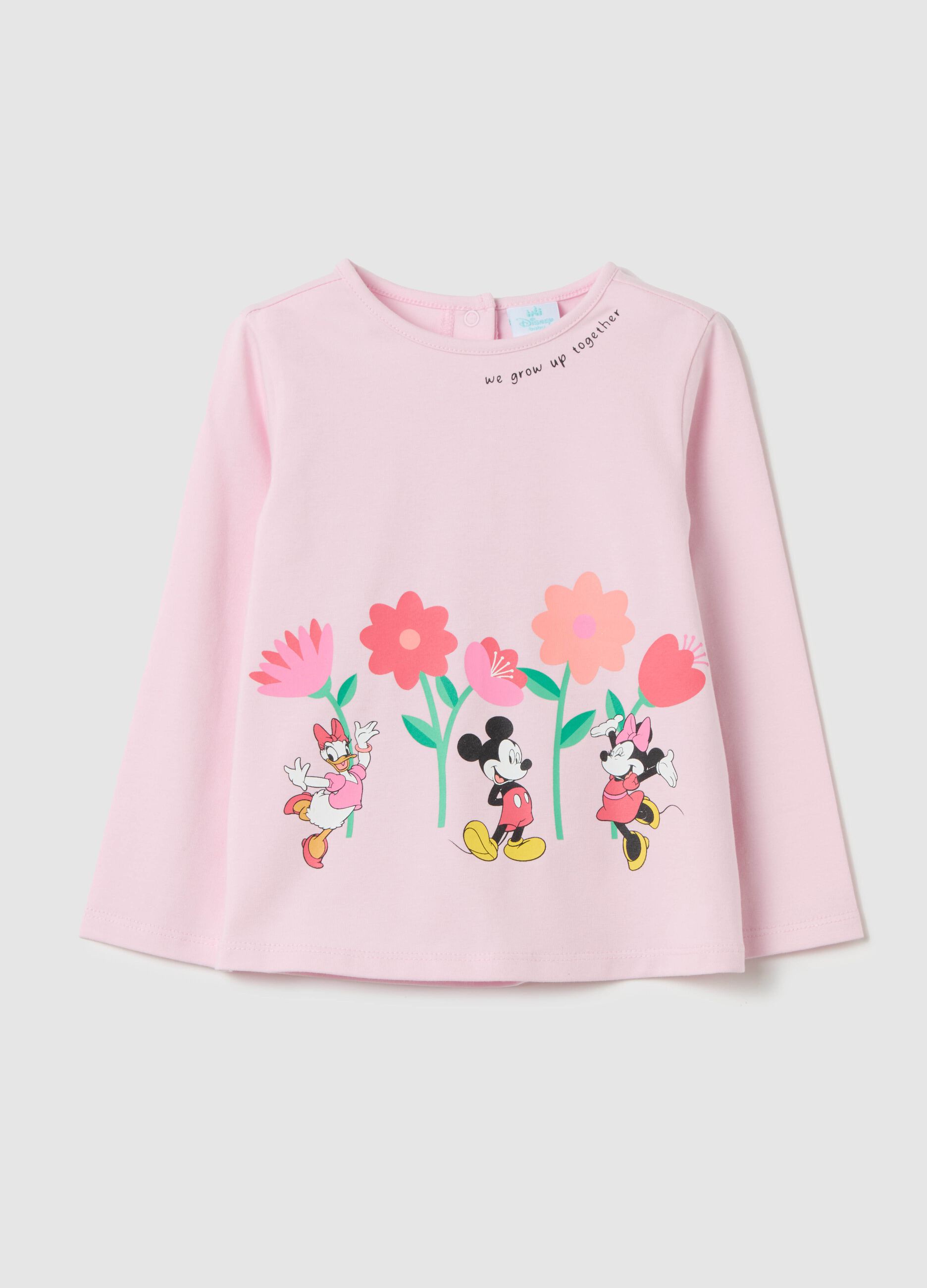 Long-sleeved T-shirt with Daisy Duck Mickey Mouse and Minnie Mouse print