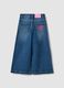 Blue wide-leg pure cotton jeans with floral print for girls_1