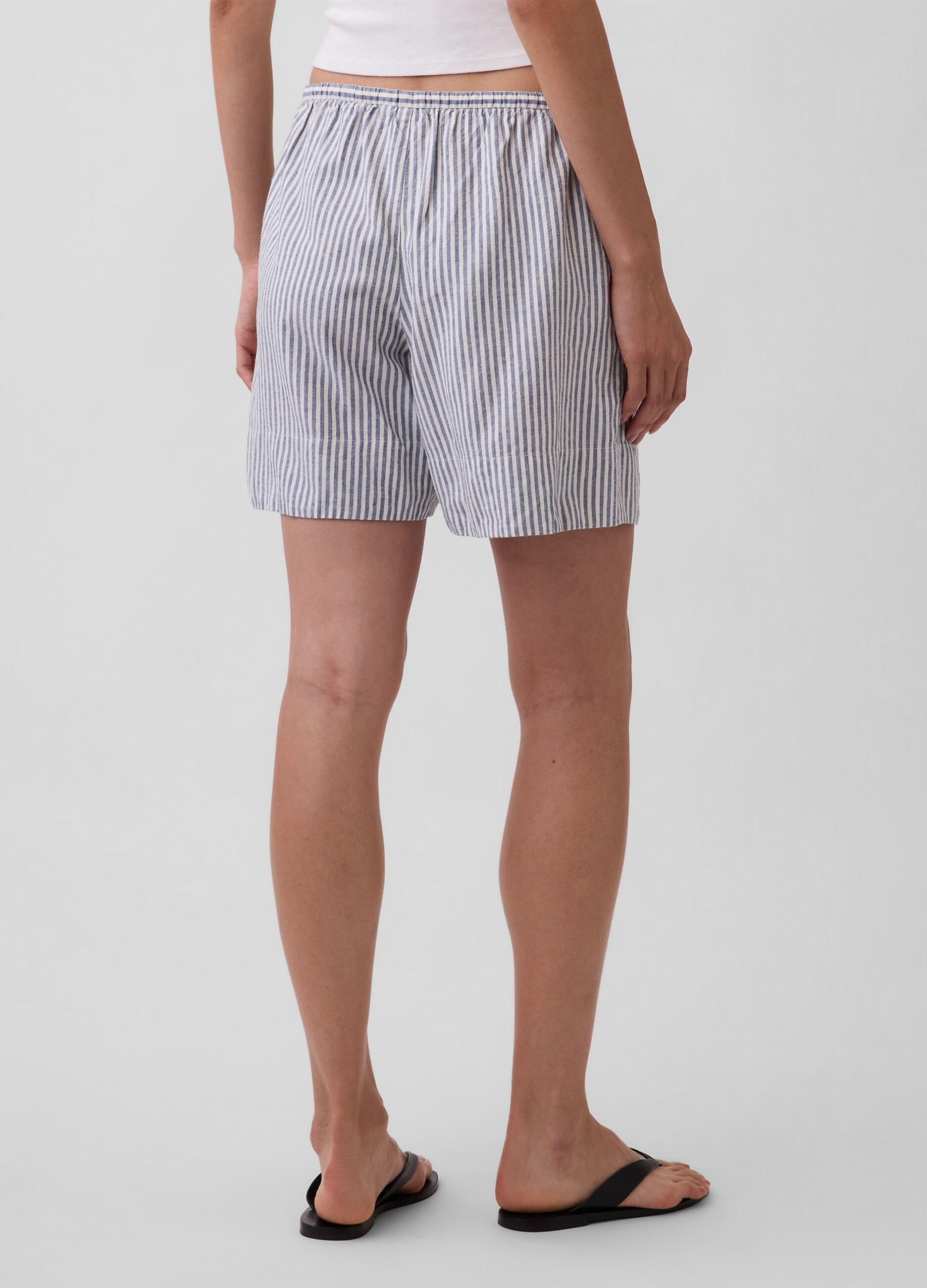 Striped linen-blend shorts