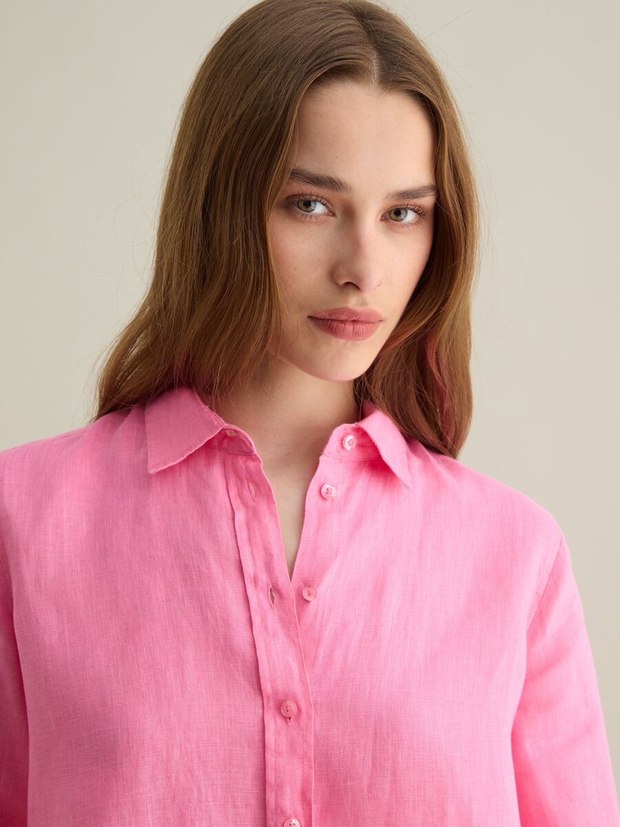 Regular-fit shirt in pink linen_2