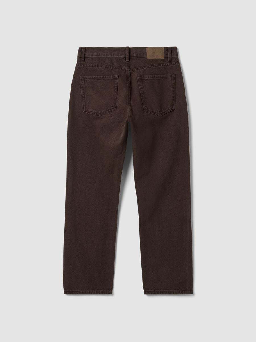 Jeans marroni in puro cotone straight fit_1