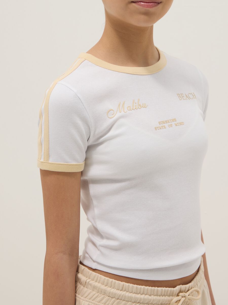 Girls&rsquo; white stretch cotton T-shirt, regular fit_2