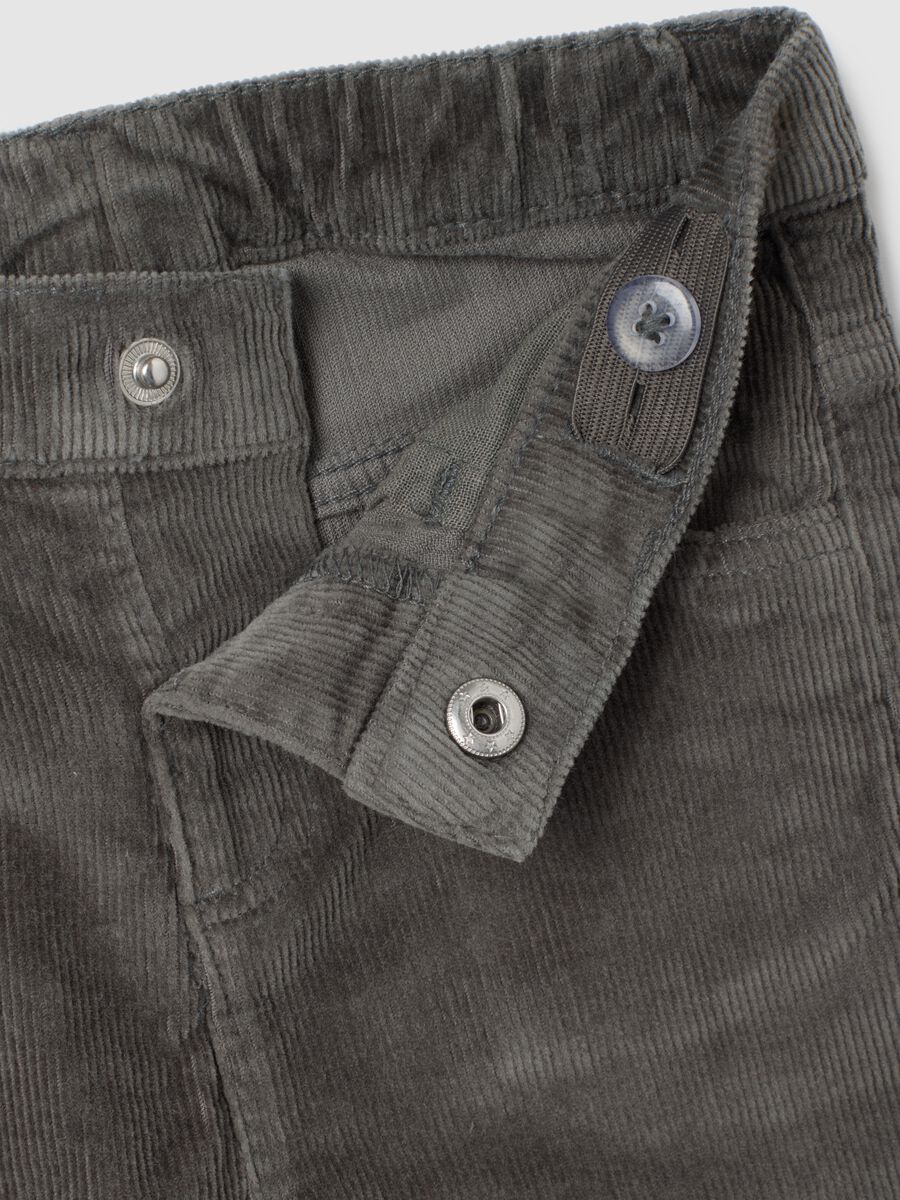 Children's grey stretch cotton blend trousers with a regular fit_2