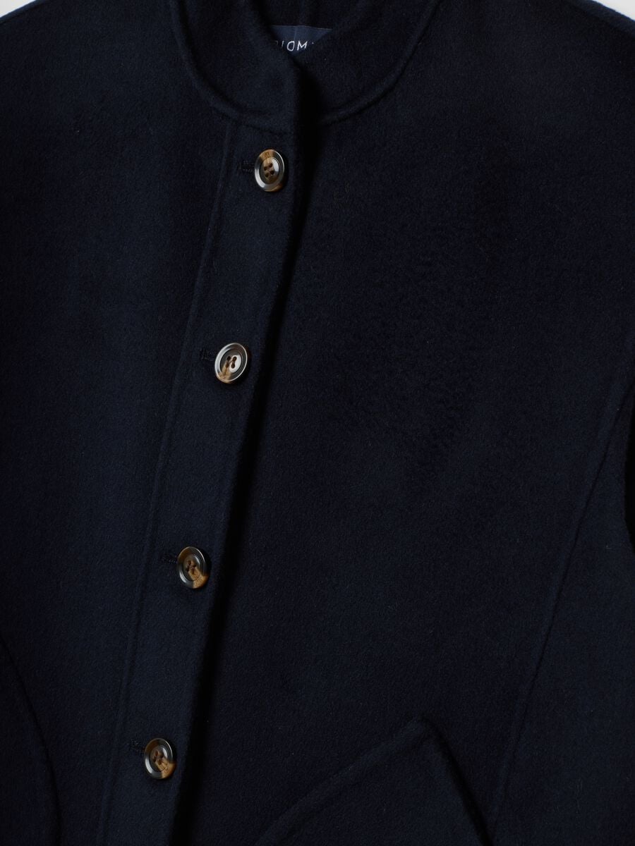 Blue wool-viscose blend gilet with patch pockets_1