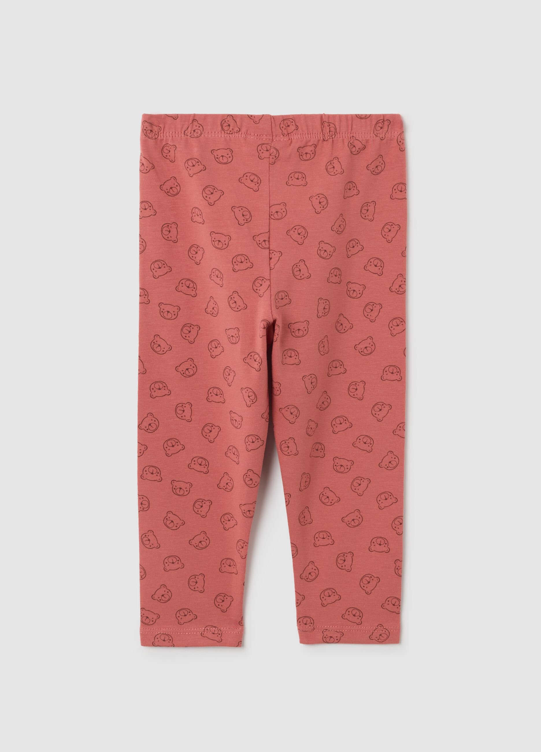 Leggings per bambine in cotone rosso elasticizzato