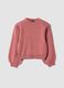 Dusty pink crew-neck top with puff sleeves, regular fit_0