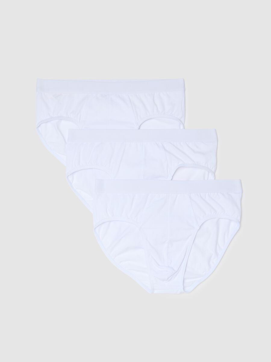 Three-pack of white stretch cotton briefs regular fit_0