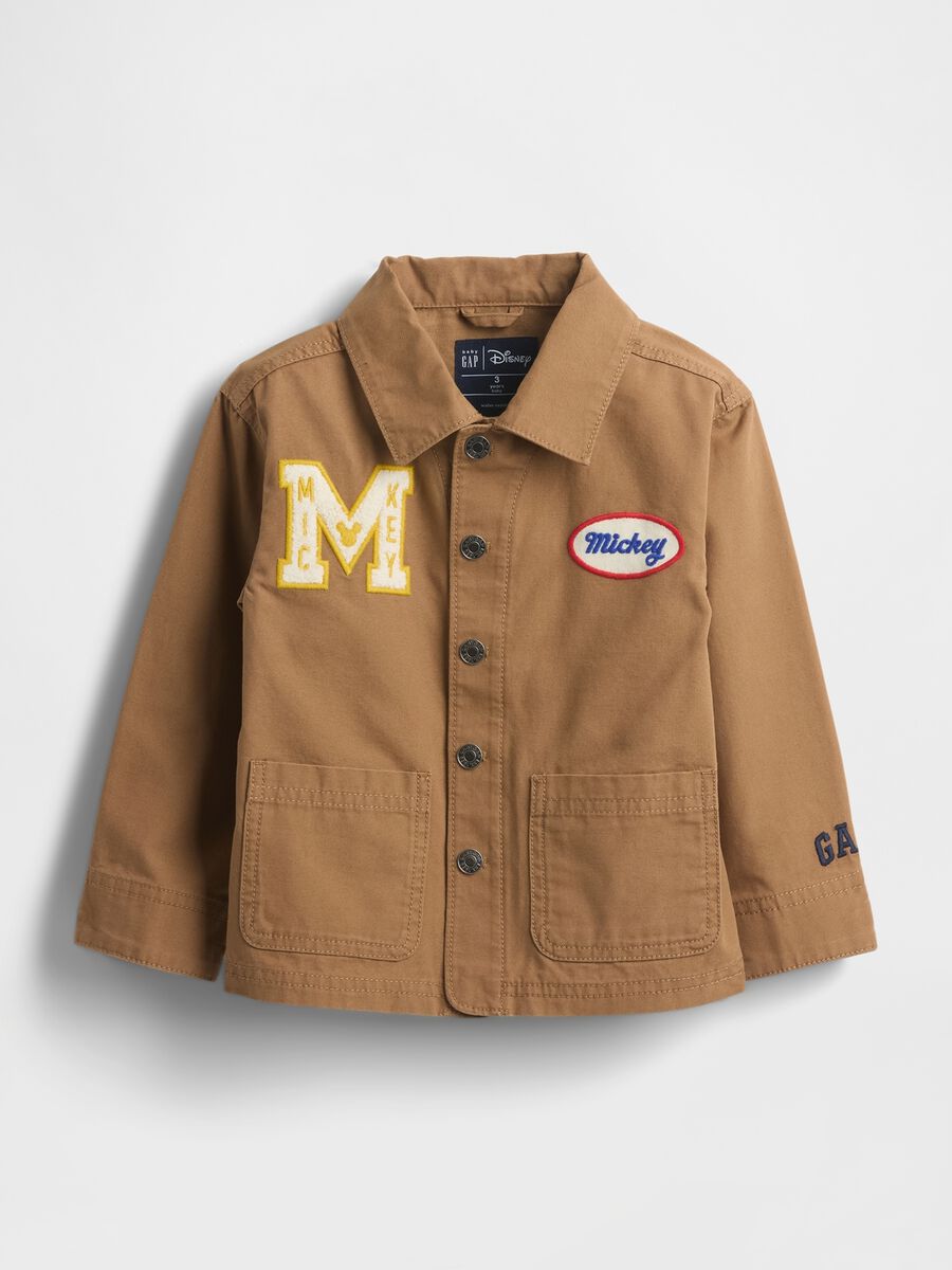 Giacca marrone in cotone con toppe Disney_0