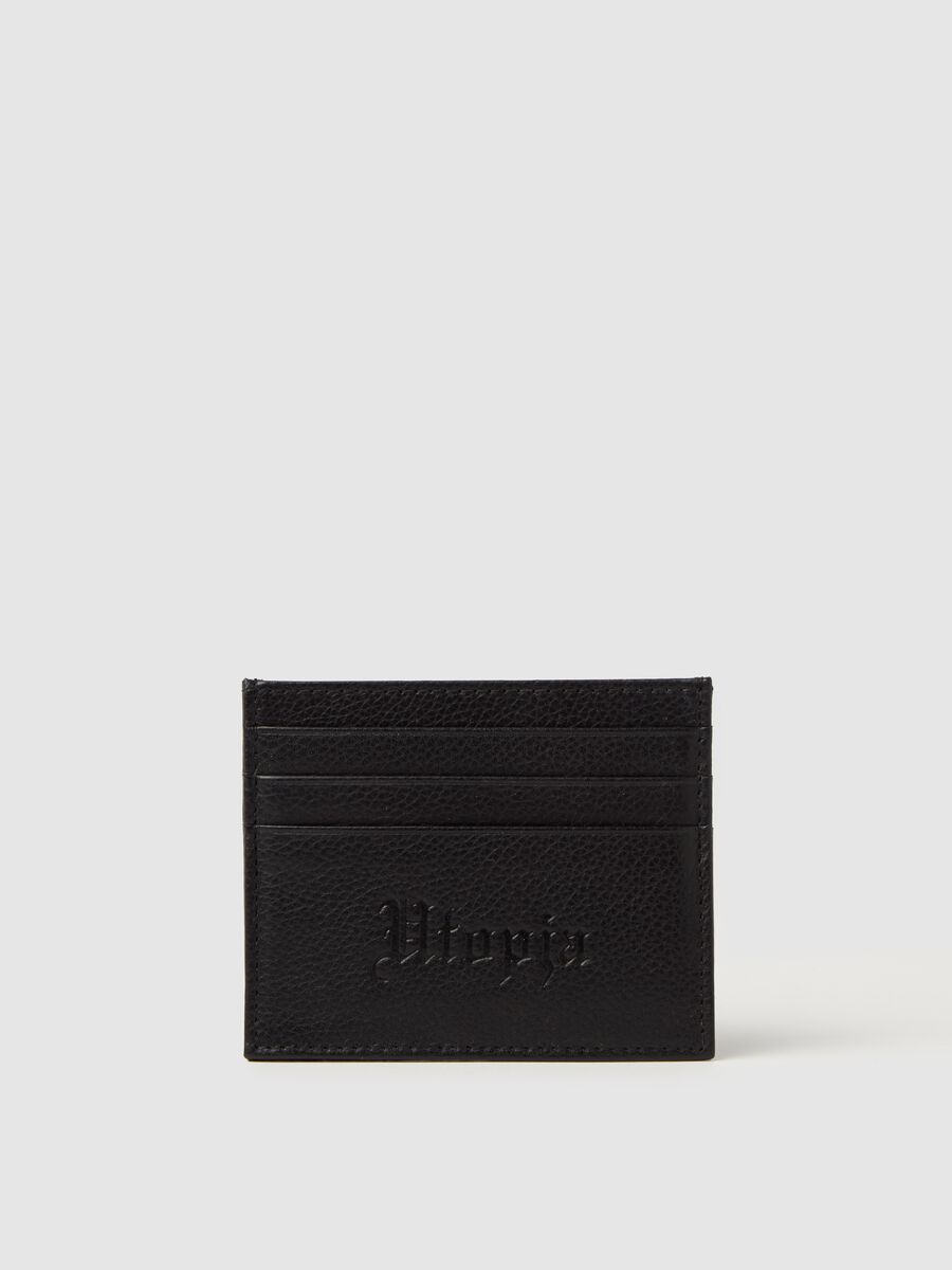 Textured-effect leather card holder_0