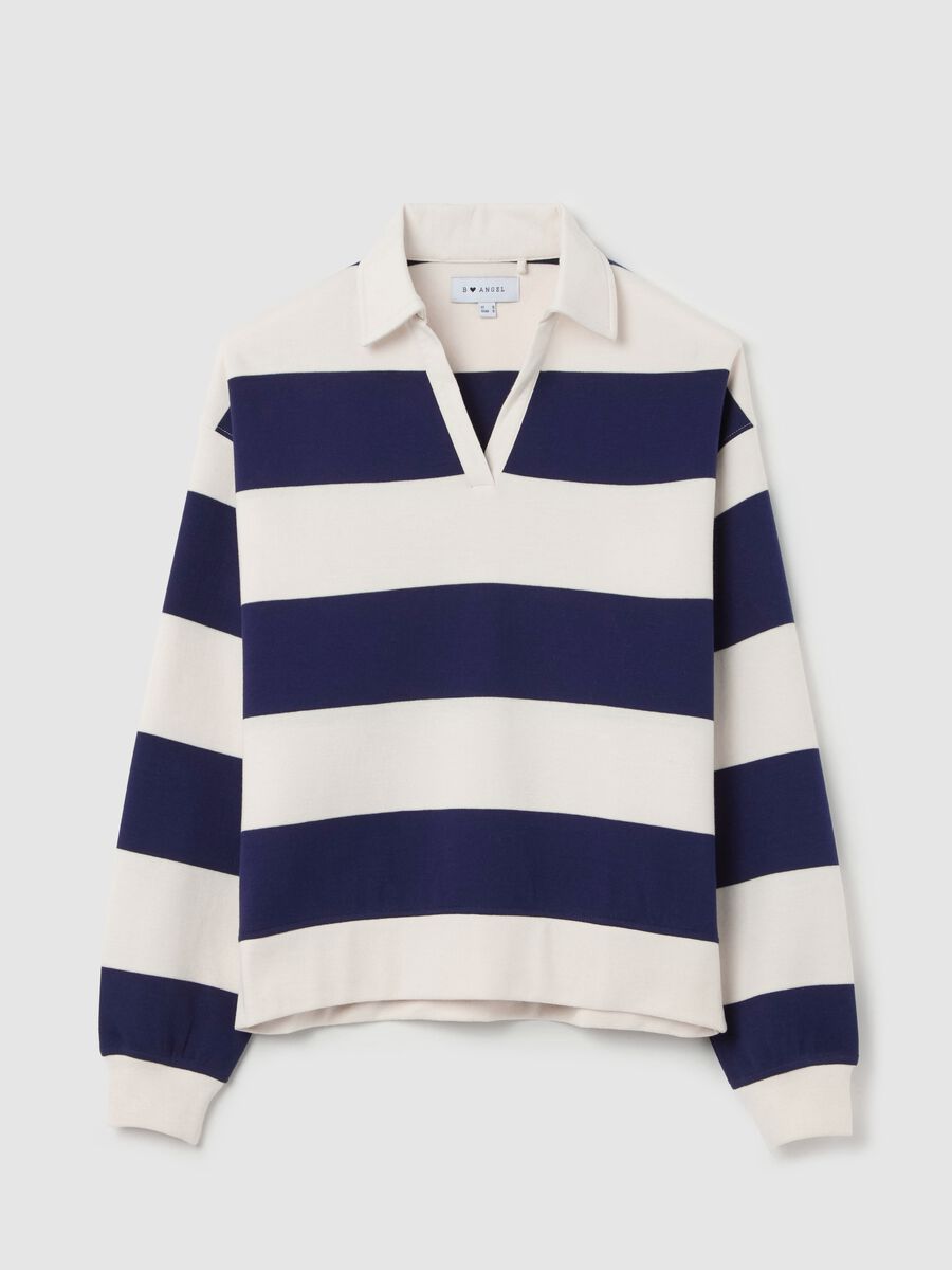 Striped sweatshirt with polo neck_4