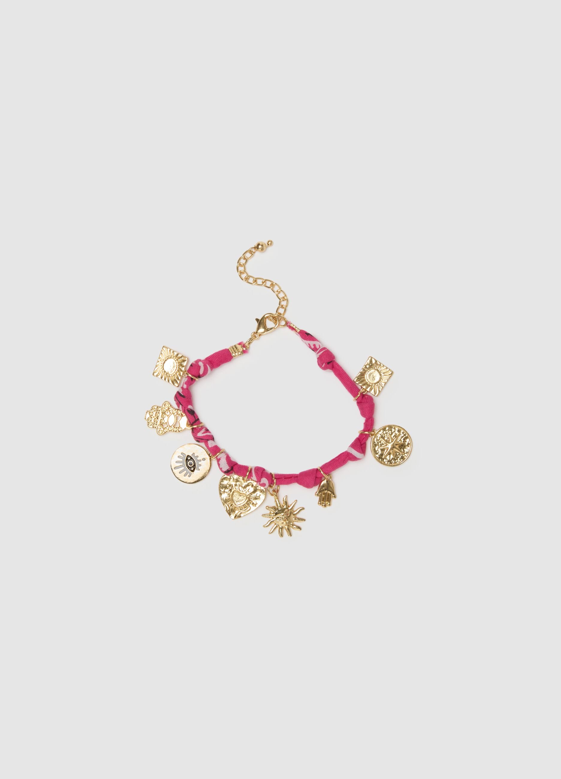 Multicolour zinc bracelet with charms