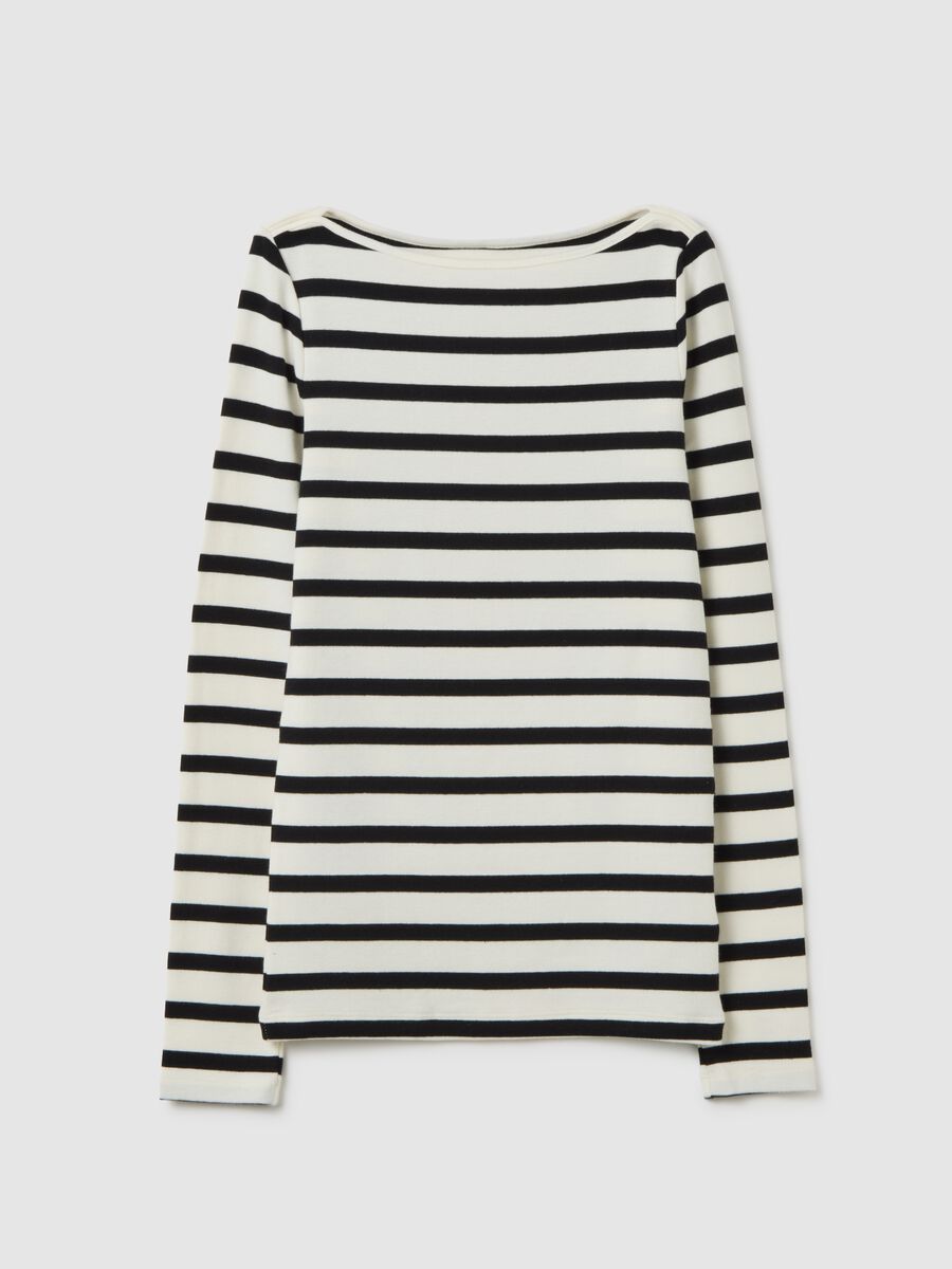 Striped T-shirt with boat neck_2