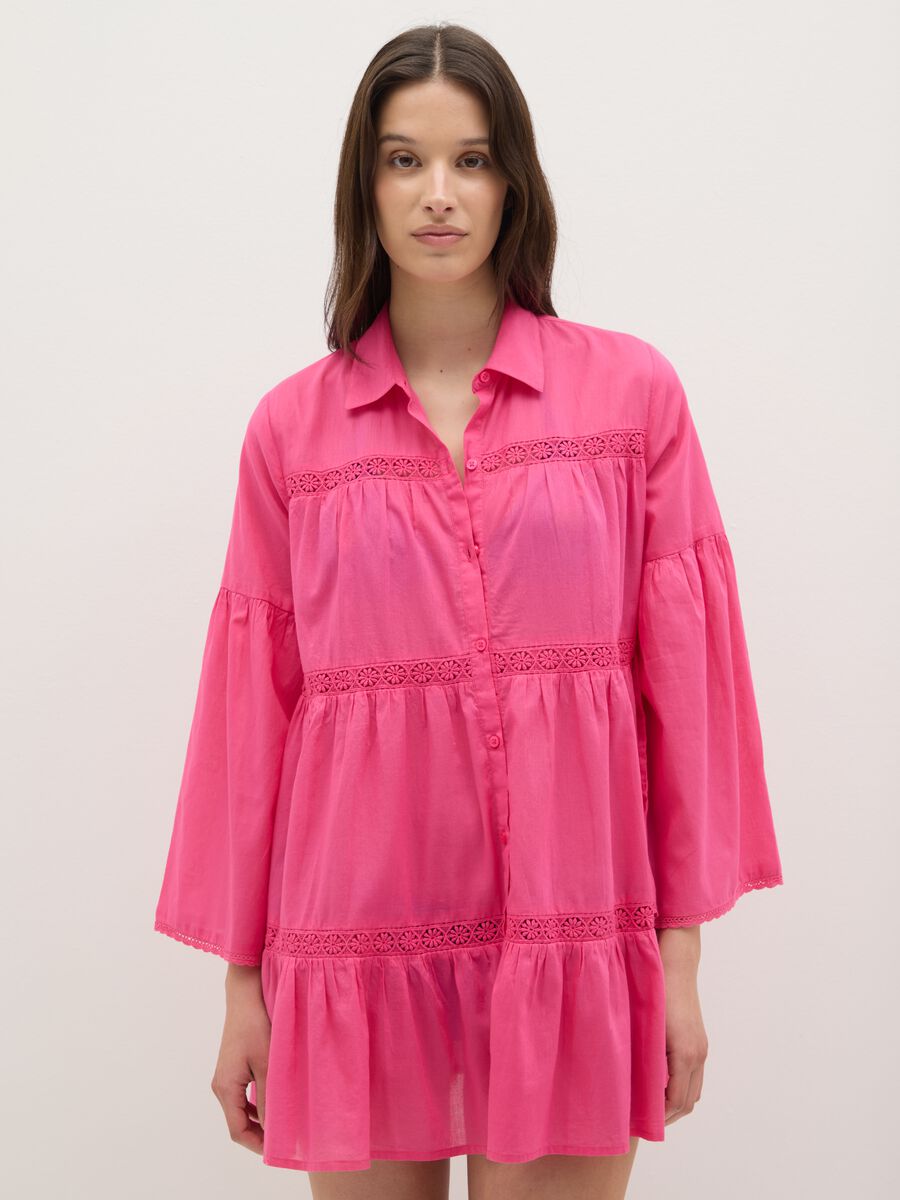 Loose-fitting pink women's shirt in pure cotton_2