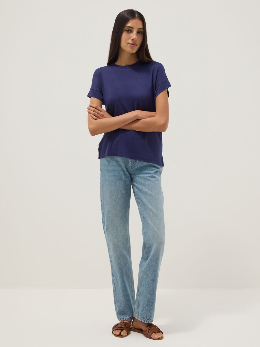 Blue short-sleeve stretch viscose T-shirt_2