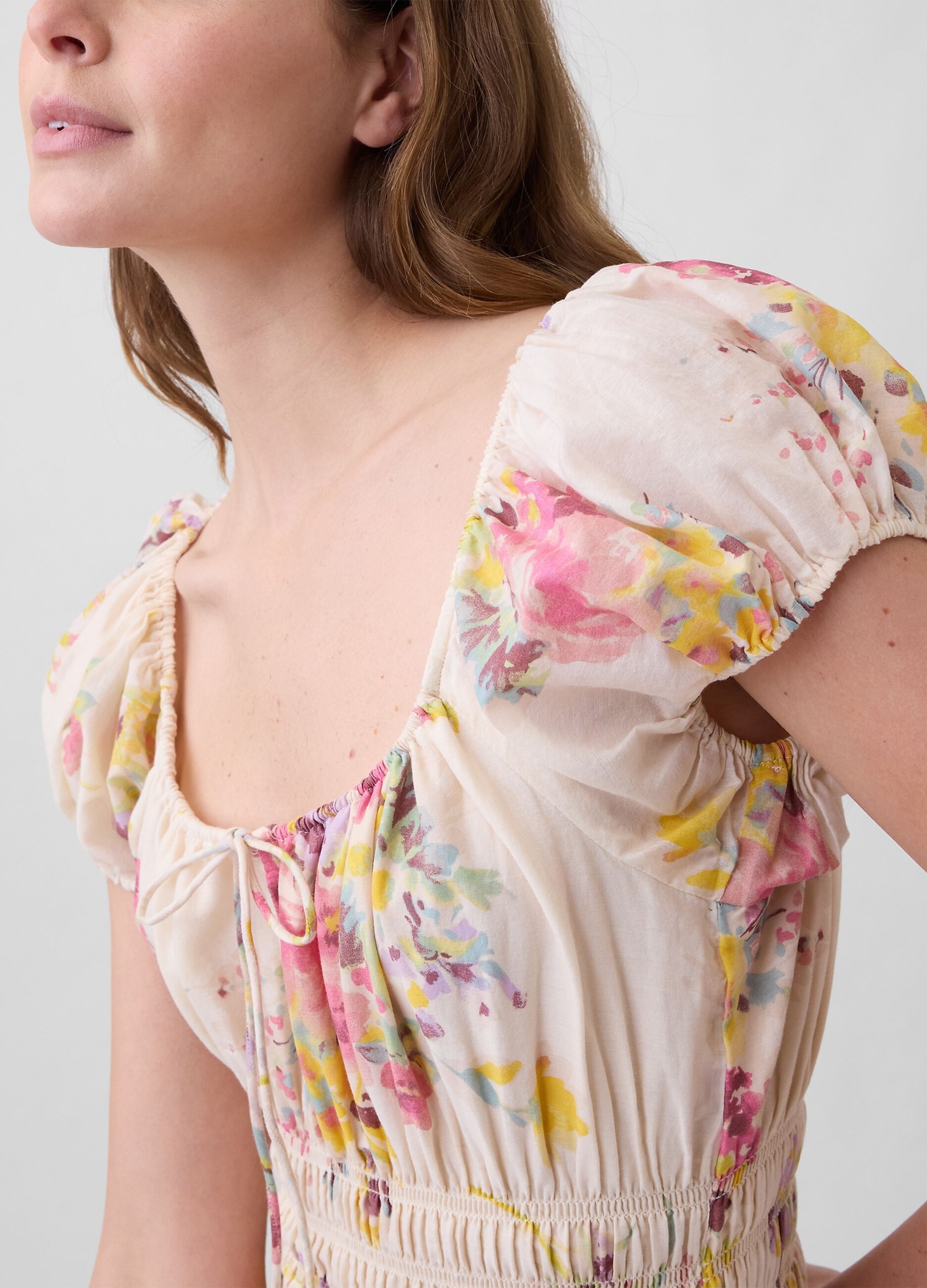 Pure cotton floral midi dress