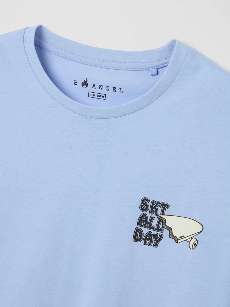 Light blue T-shirt with skateboards print_5