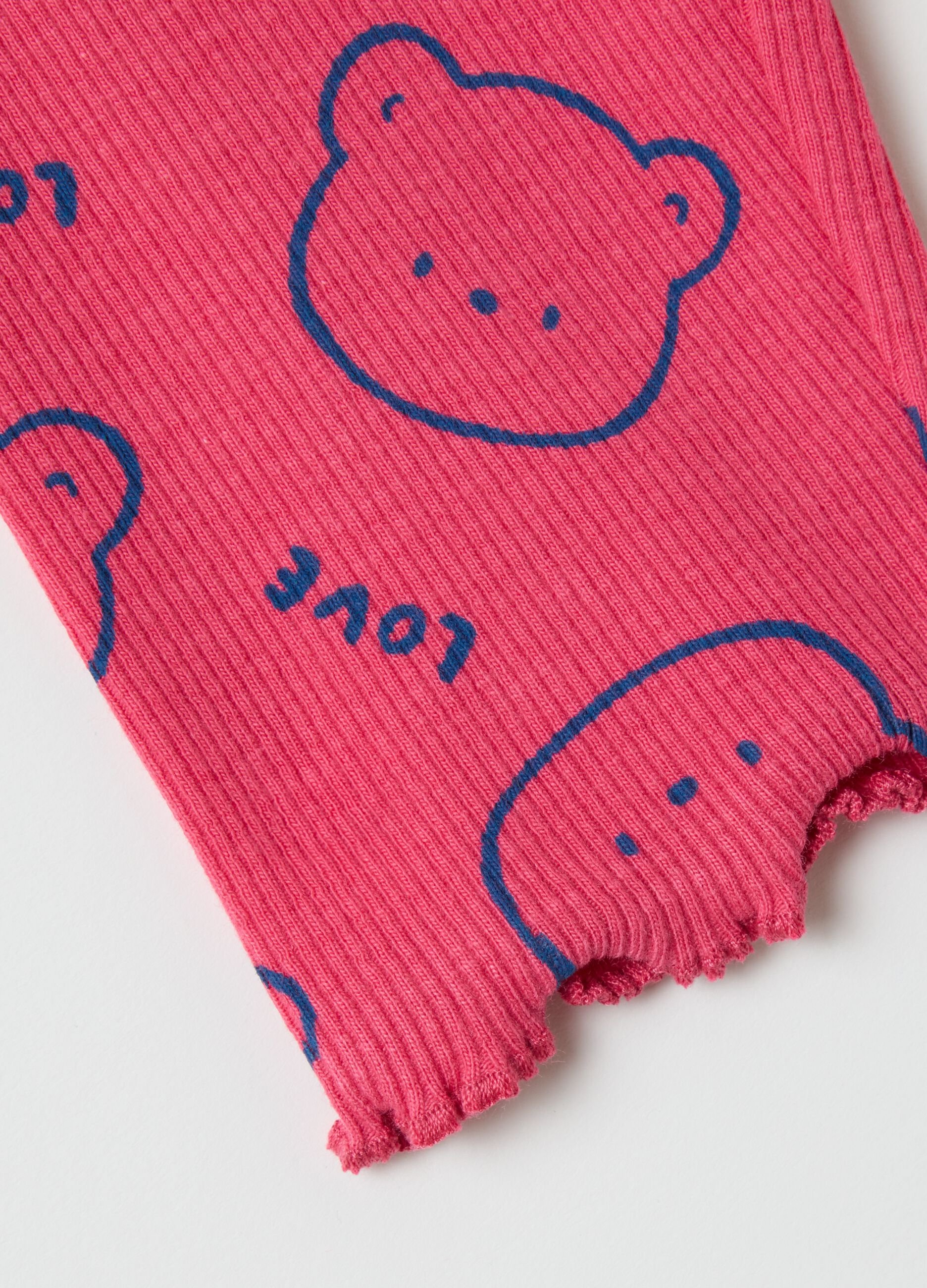 Girls' pink stretch cotton leggings