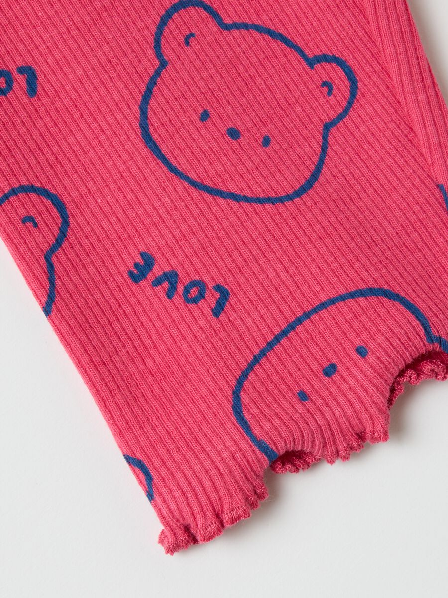 Girls' pink stretch cotton leggings_3