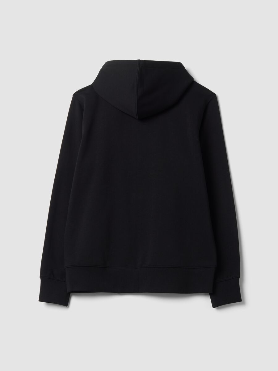 Felpa blu in misto cotone con cappuccio e girocollo_2