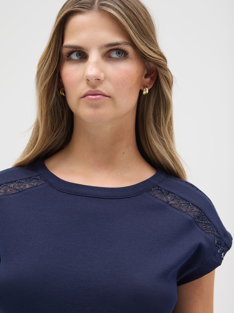 Women's regular fit blue pure cotton t-shirt_3