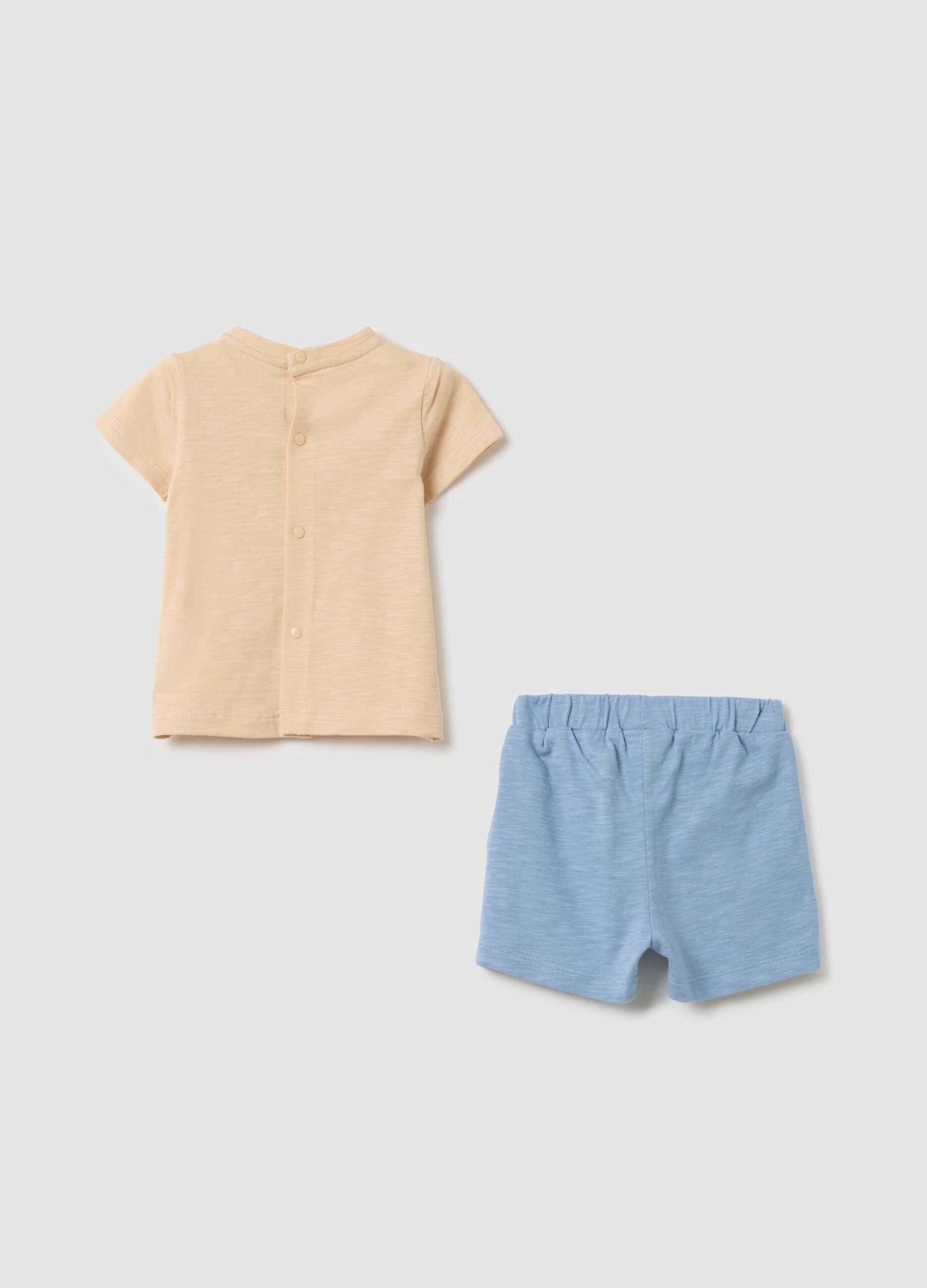Set t-shirt da neonato in puro cotone beige con stampa